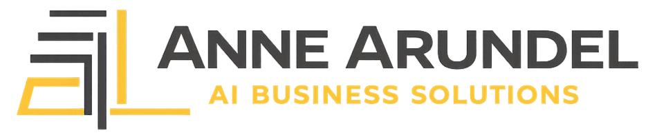 Logo for Anne Arundel AI Business Solutions featuring stylized column and text 'Anne Arundel AI Business Solutions' and 'A3BS'